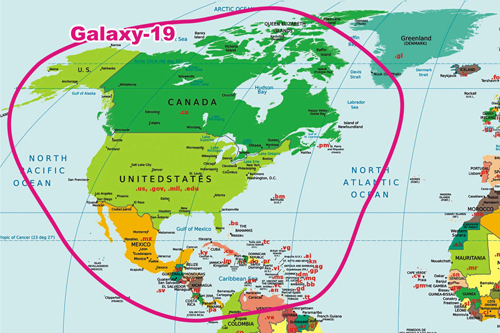 Galaxy-19. Территория вещания телеканала «Союз»